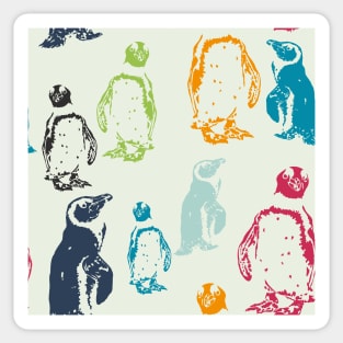 Party of Penguins In a Colourful Repeat Pattern Sticker